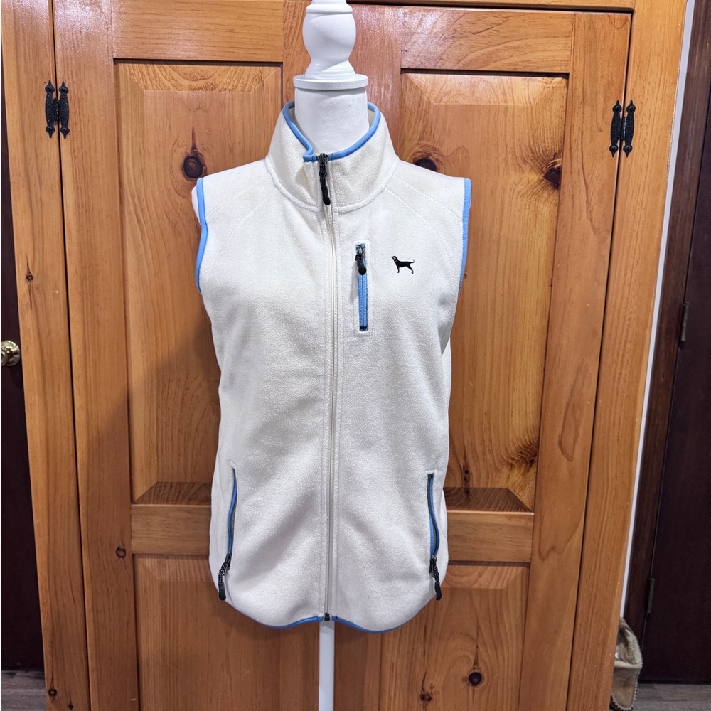 The Black Dog White Fleece Vest with Colorful Trim